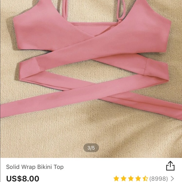 SHEIN Solid Wrap Bikini Top - Picture 3 of 4